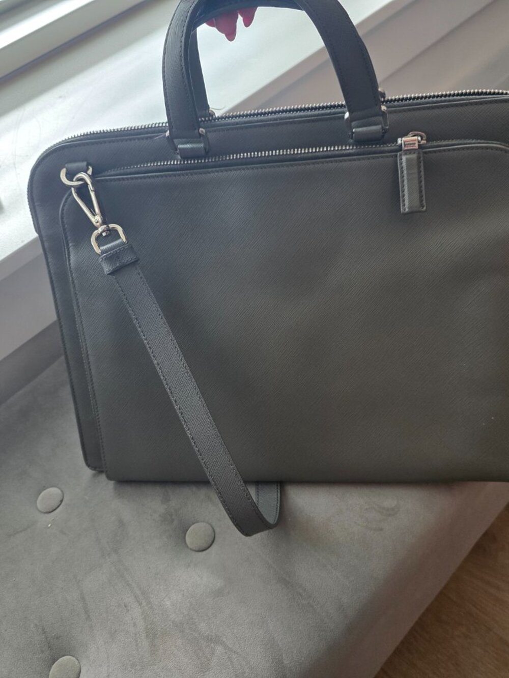 AUTHENTIC Prada Saffiano Leather Briefcase in Grey Retail $5800 - Picture 5 of 5